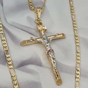 COPY - Christ On The Cross Gold Plated 3-colors Chain